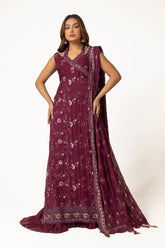 3 Piece Unstitched Embroidered Chiffon Suit with Embroidered Chiffon Dupatta LE-52014